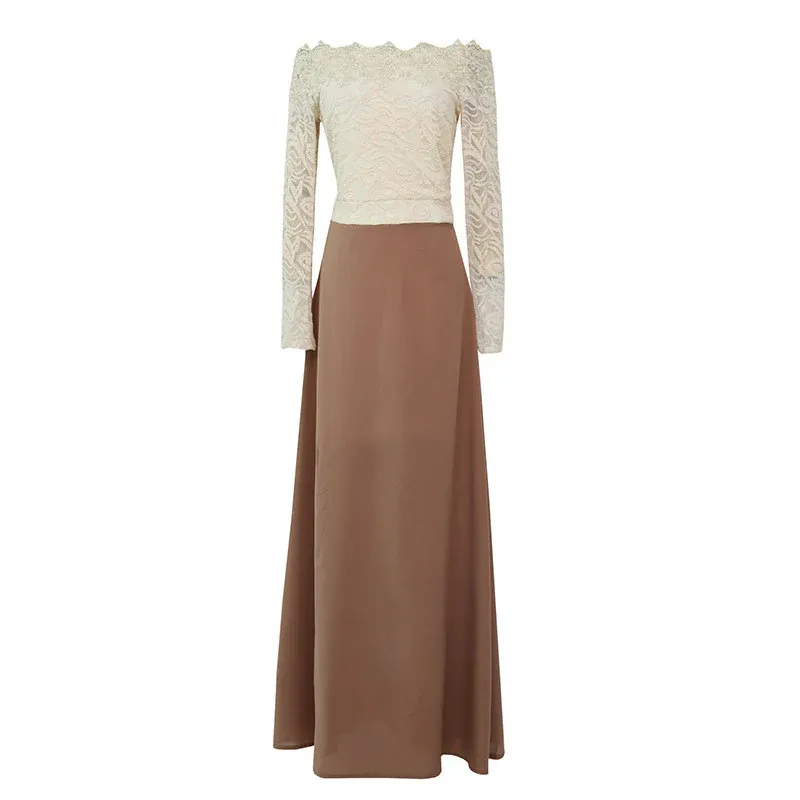 A-Line Sheer Neckline Long Prom Dresses,Floor Length Long Sleeves Evening Dress KPP0126