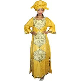 African Dresses For Women 3/4 Sleeve Plus Size Dress With Scarf