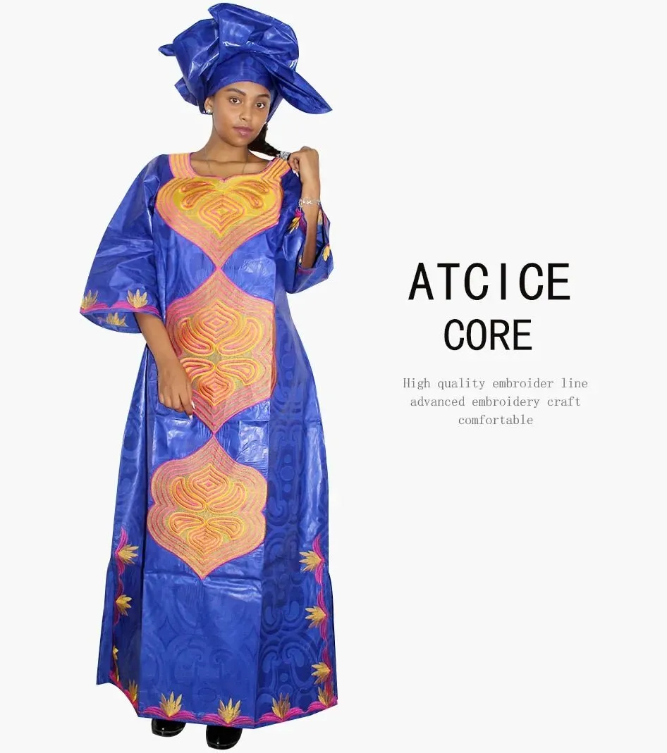 African Dresses For Women 3/4 Sleeve Plus Size Dress With Scarf