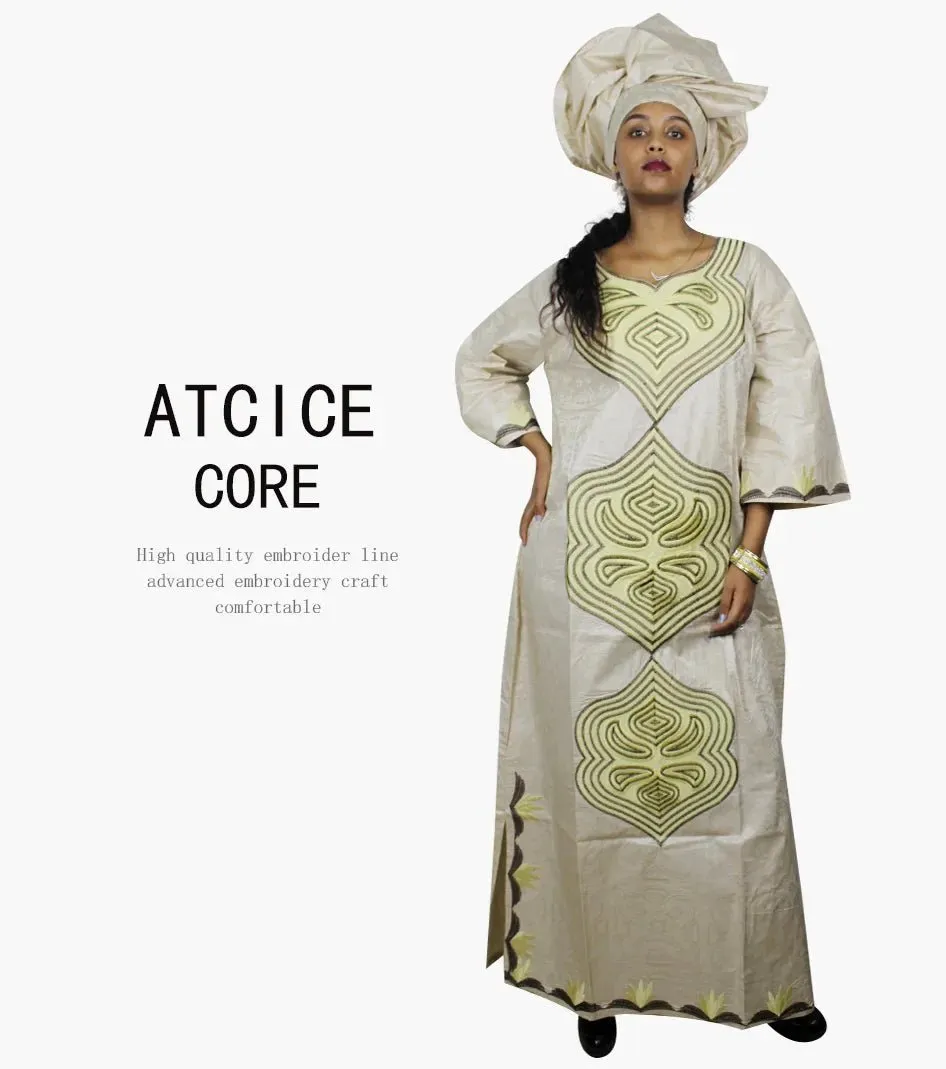 African Dresses For Women 3/4 Sleeve Plus Size Dress With Scarf