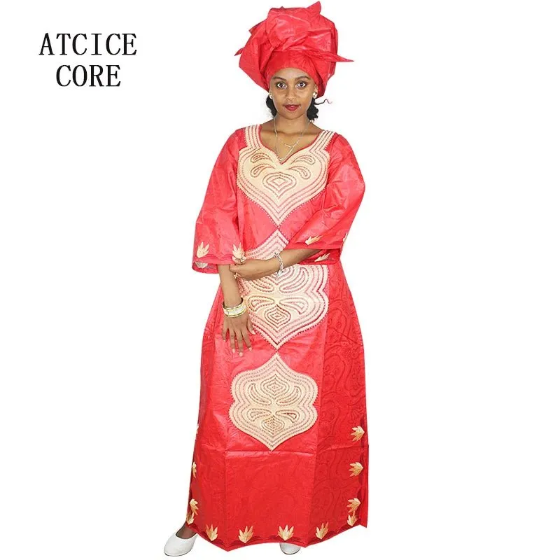 African Dresses For Women 3/4 Sleeve Plus Size Dress With Scarf