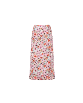 ALLEGRA LINEN SKIRT PANSY FLORAL