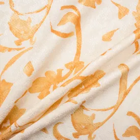 Apricot Floral Metallic Ivory Cloqué