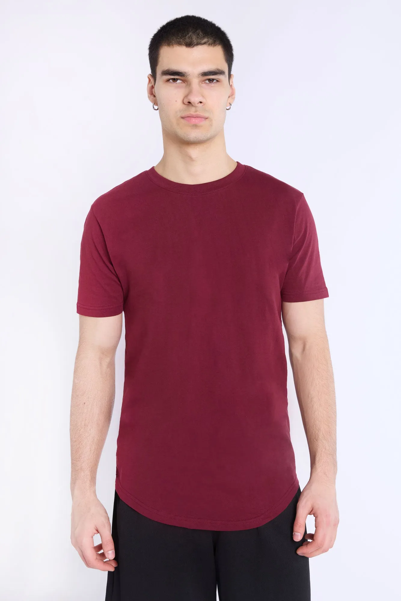 Basic Scoop Hem Crew Neck Tee