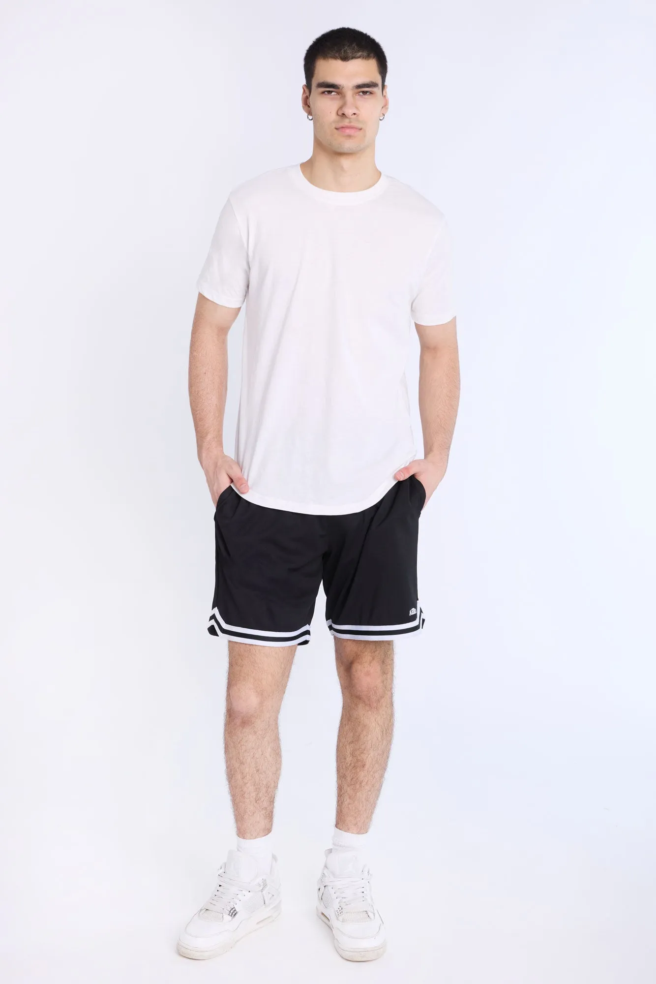 Basic Scoop Hem Crew Neck Tee