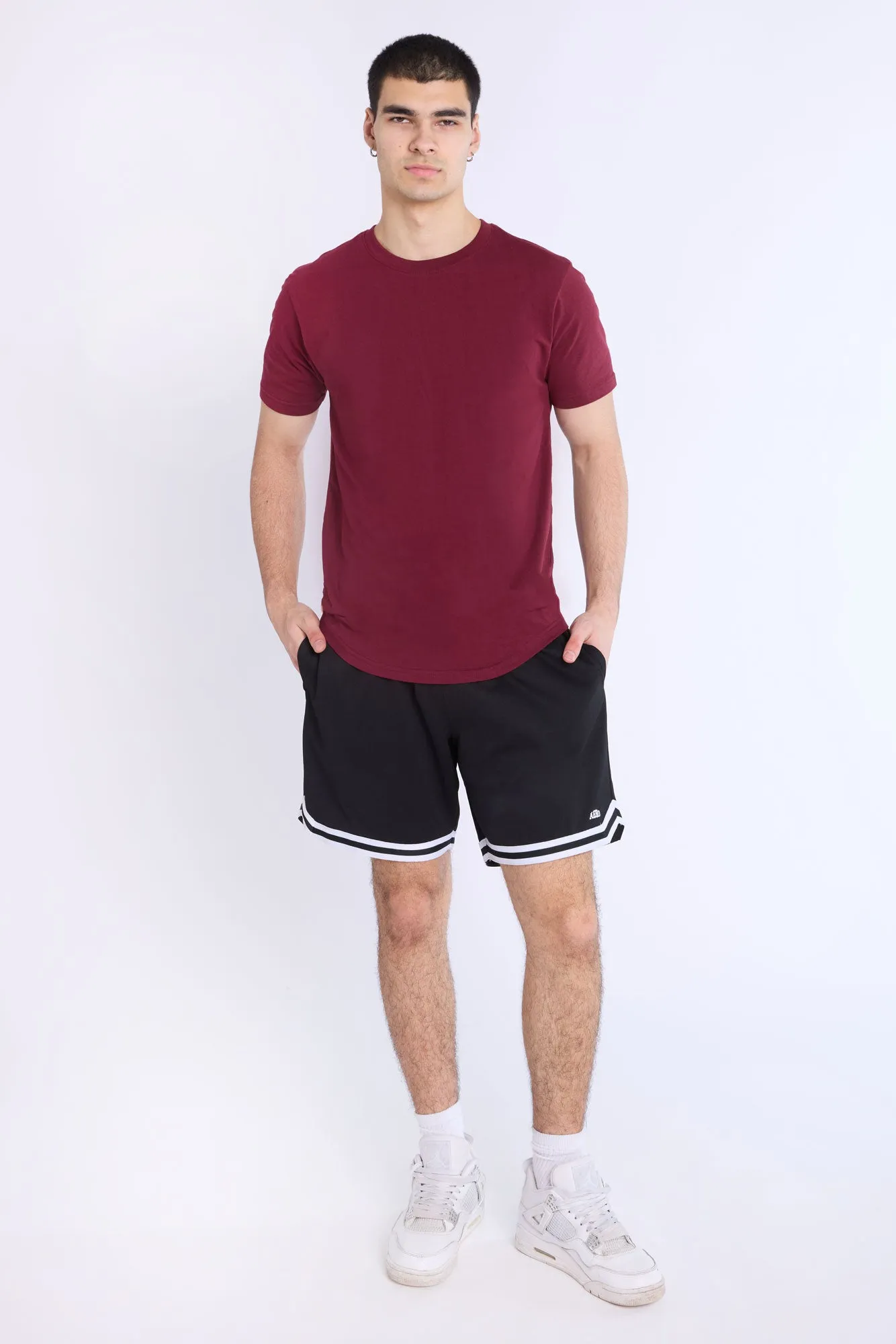 Basic Scoop Hem Crew Neck Tee