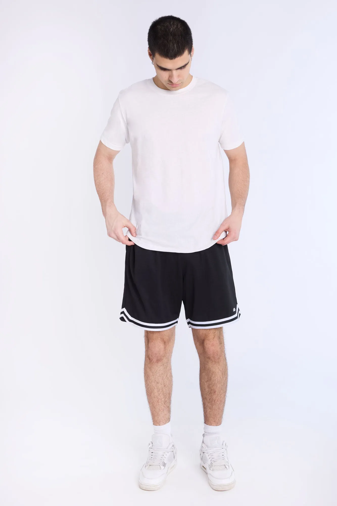 Basic Scoop Hem Crew Neck Tee