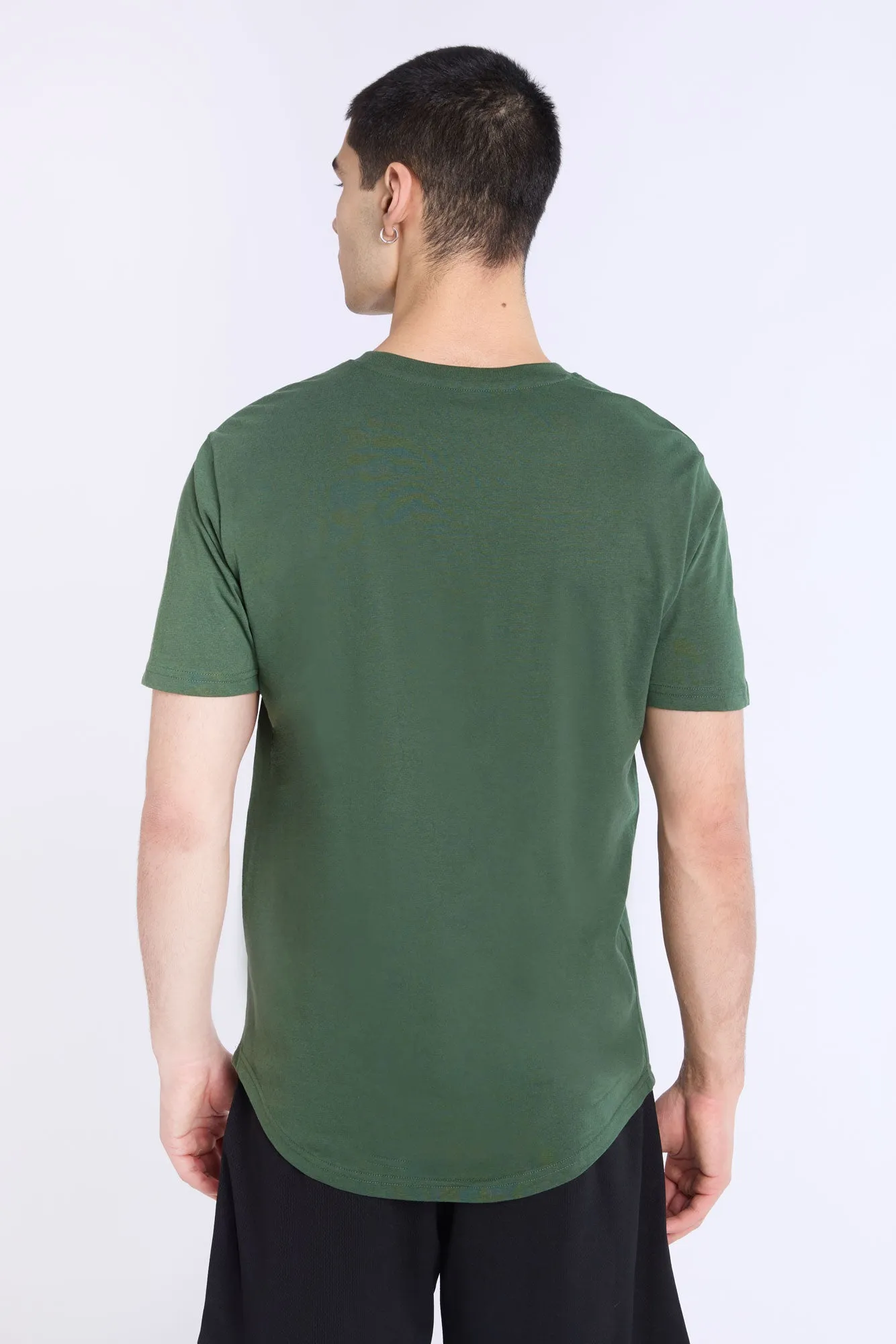Basic Scoop Hem Crew Neck Tee