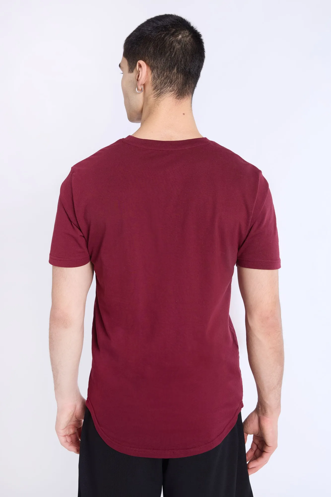 Basic Scoop Hem Crew Neck Tee