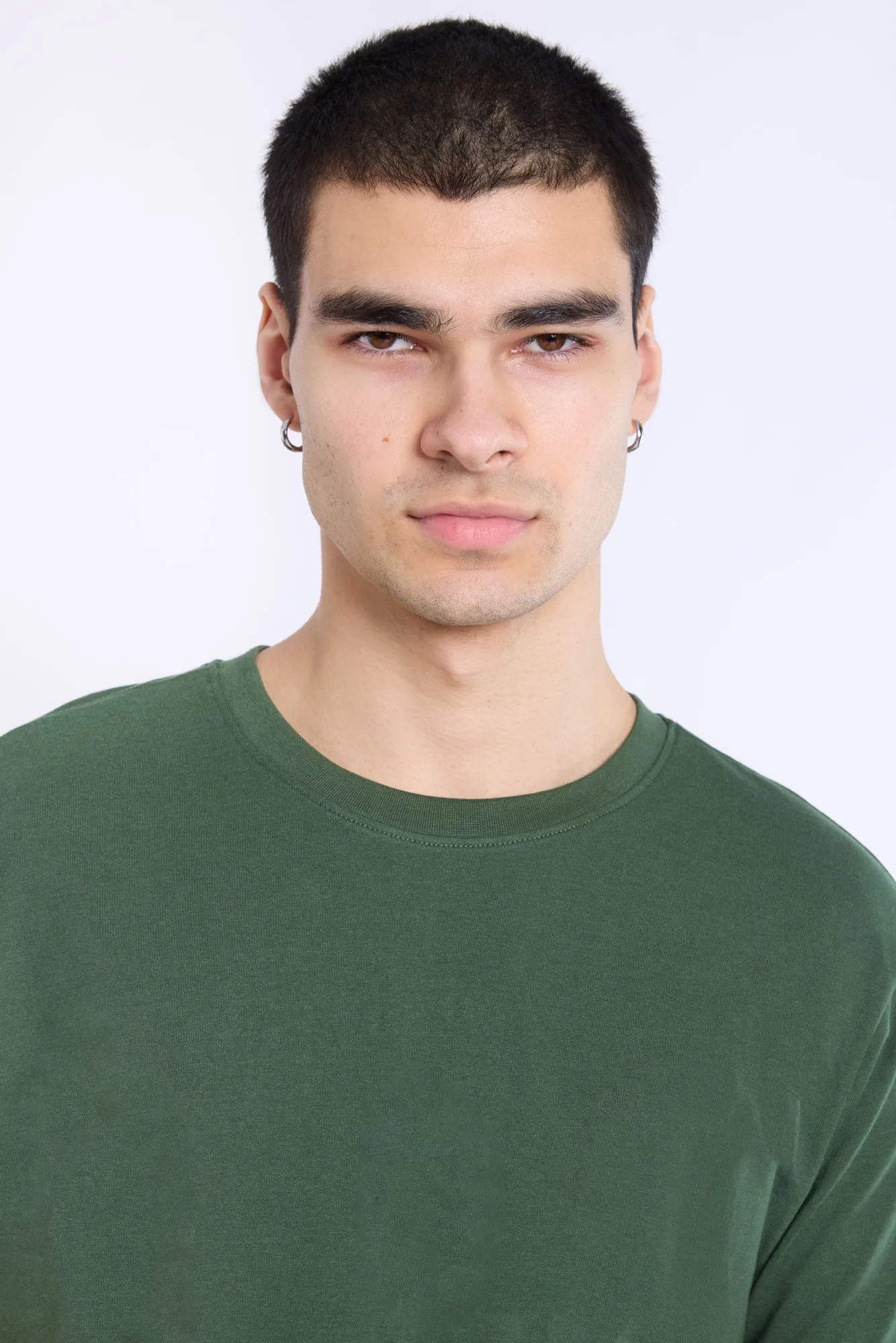 Basic Scoop Hem Crew Neck Tee