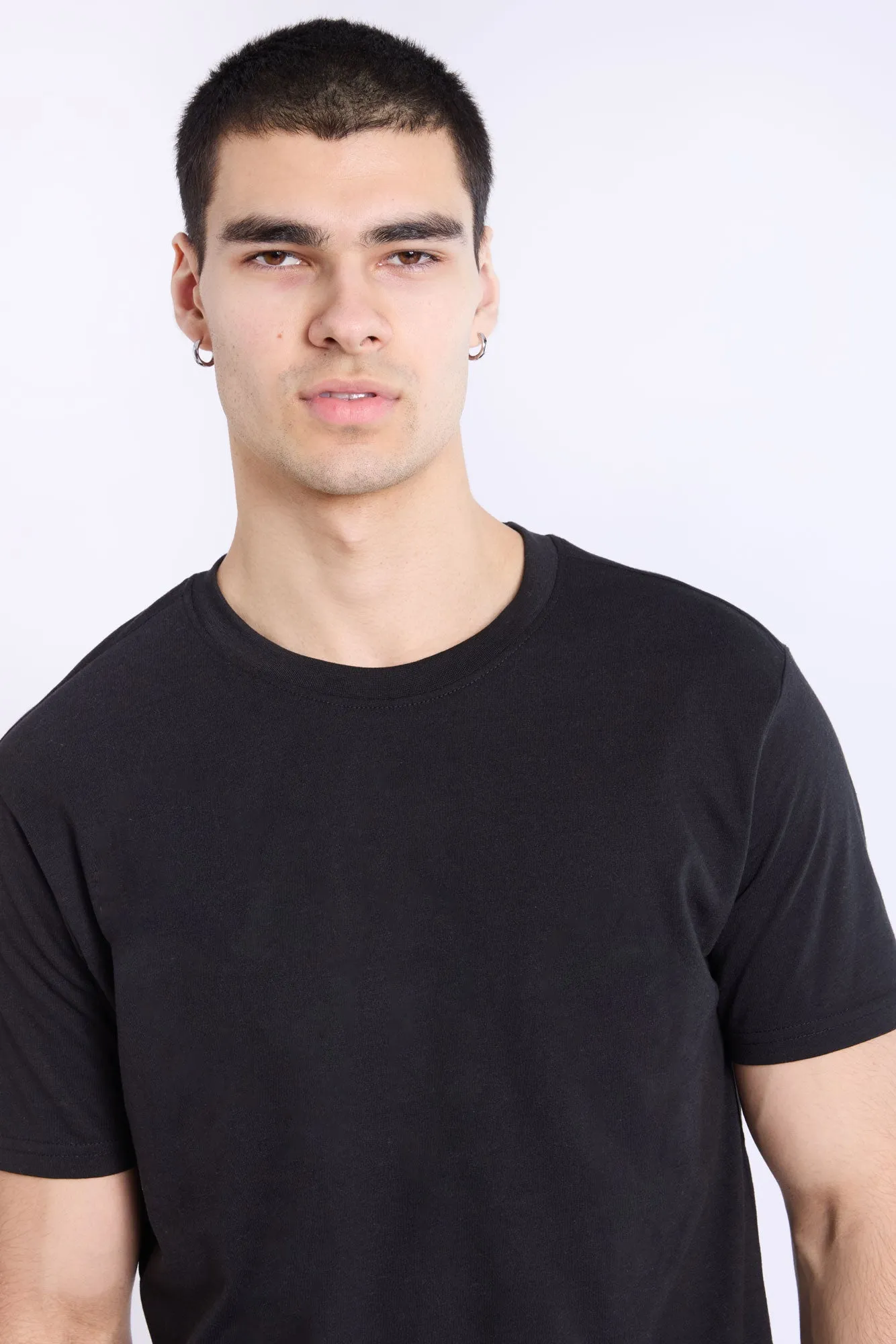 Basic Scoop Hem Crew Neck Tee