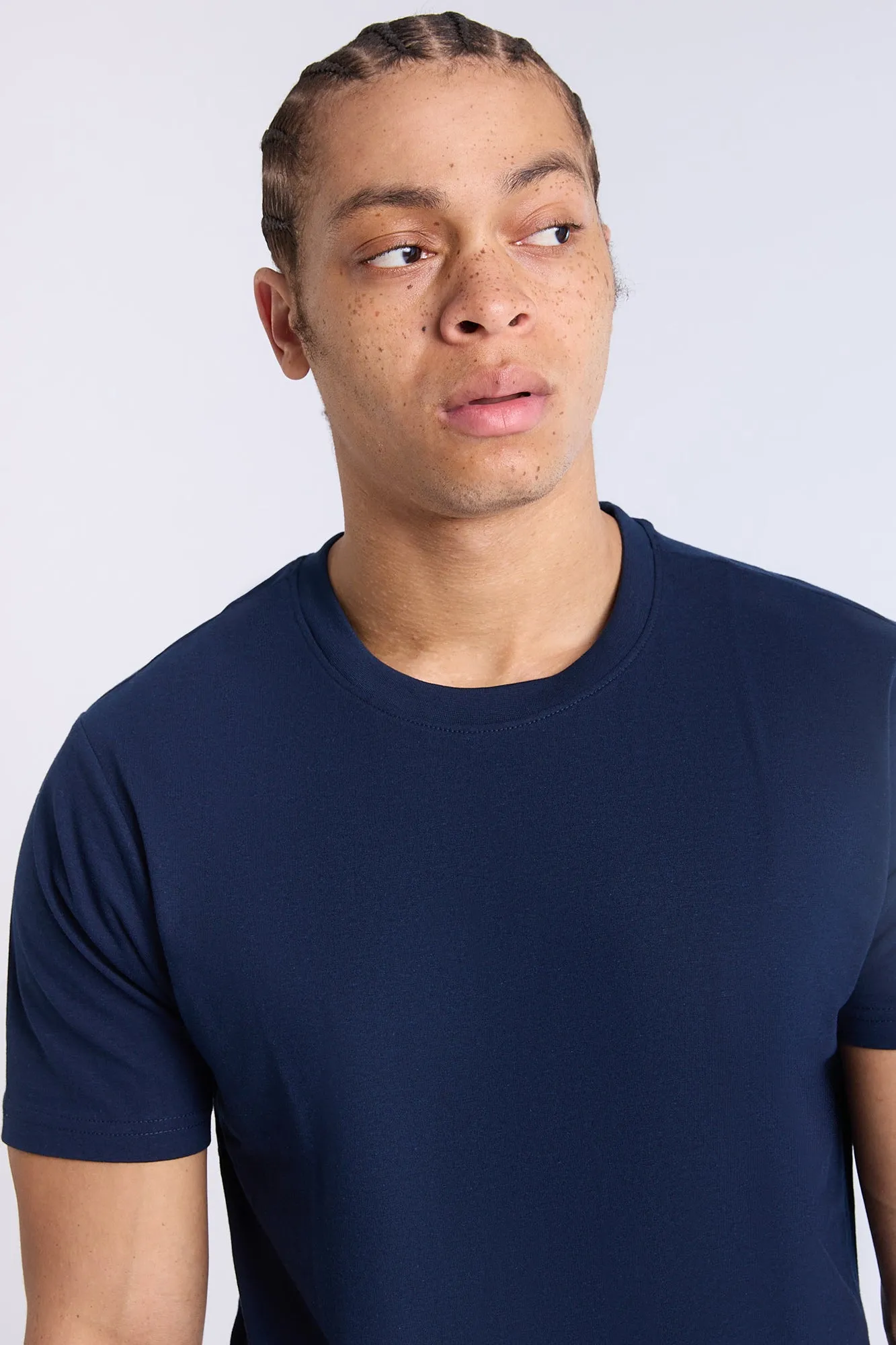 Basic Scoop Hem Crew Neck Tee