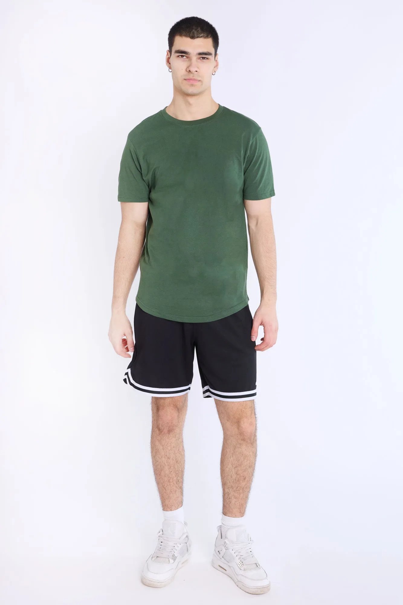 Basic Scoop Hem Crew Neck Tee