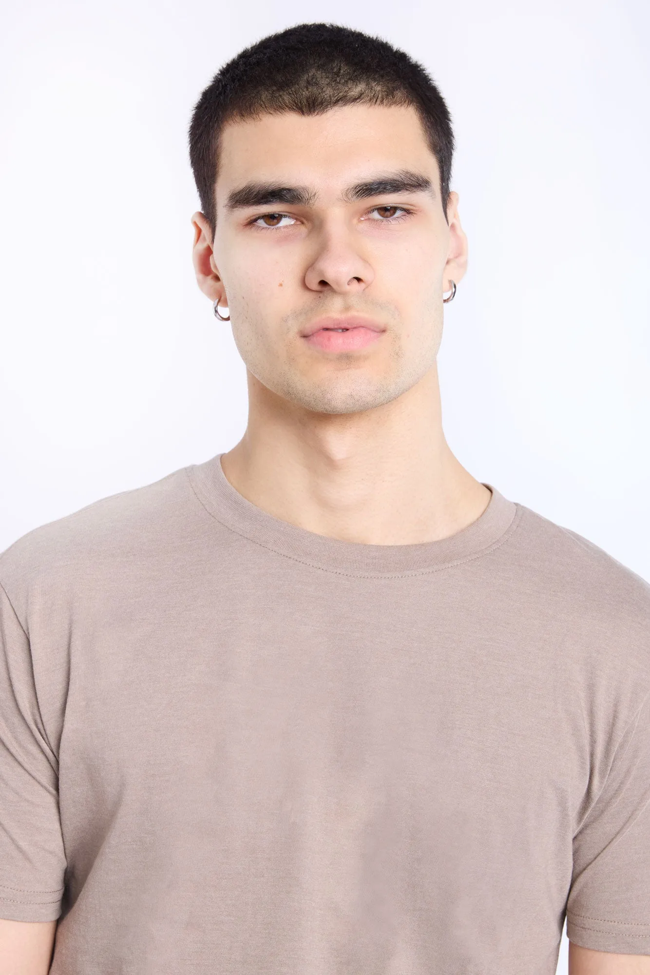 Basic Scoop Hem Crew Neck Tee