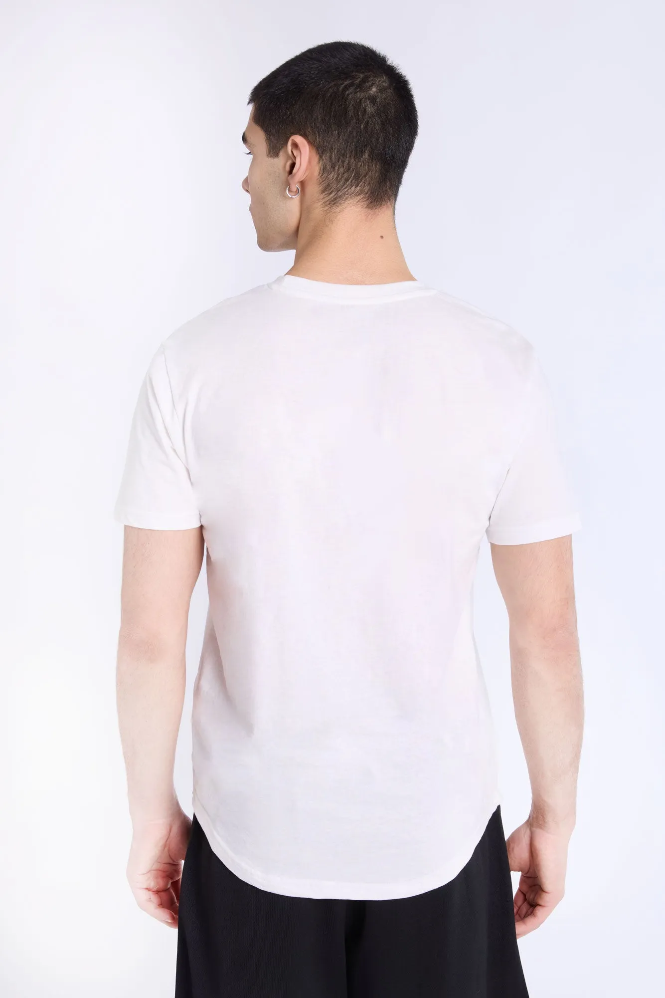 Basic Scoop Hem Crew Neck Tee