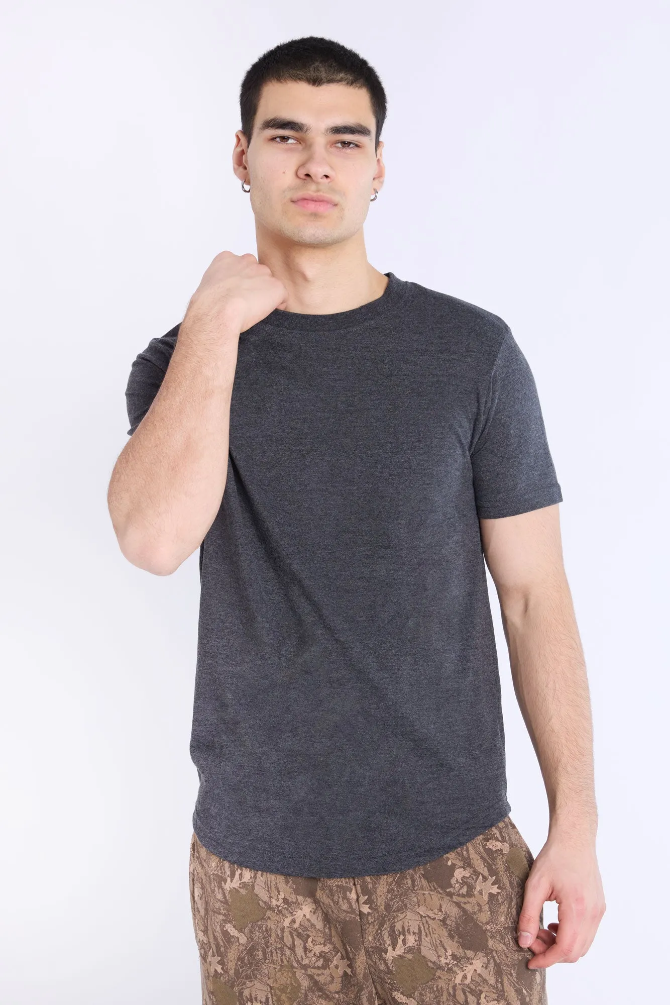 Basic Scoop Hem Crew Neck Tee