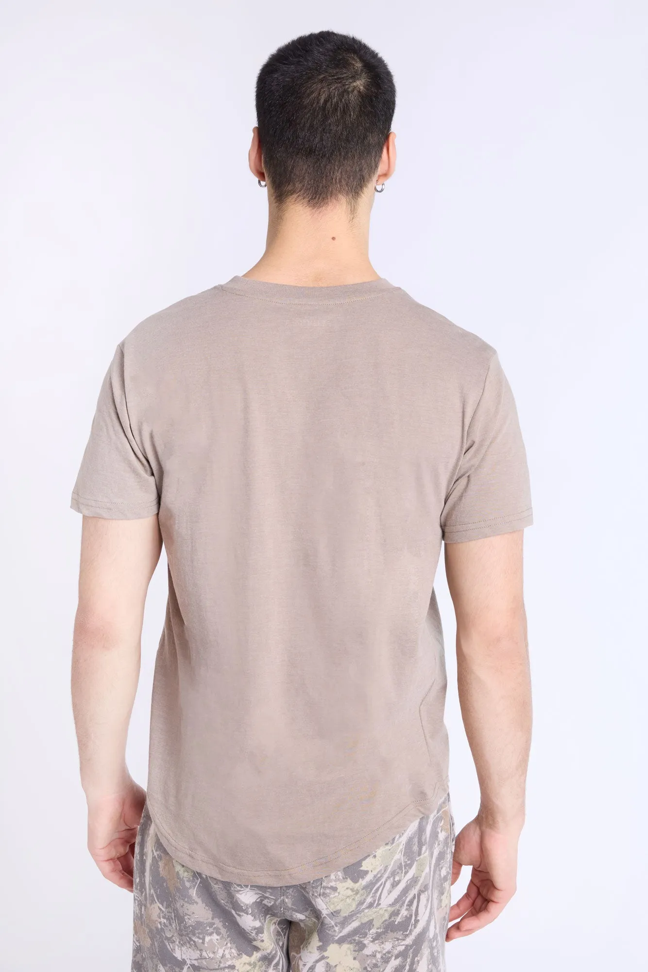 Basic Scoop Hem Crew Neck Tee