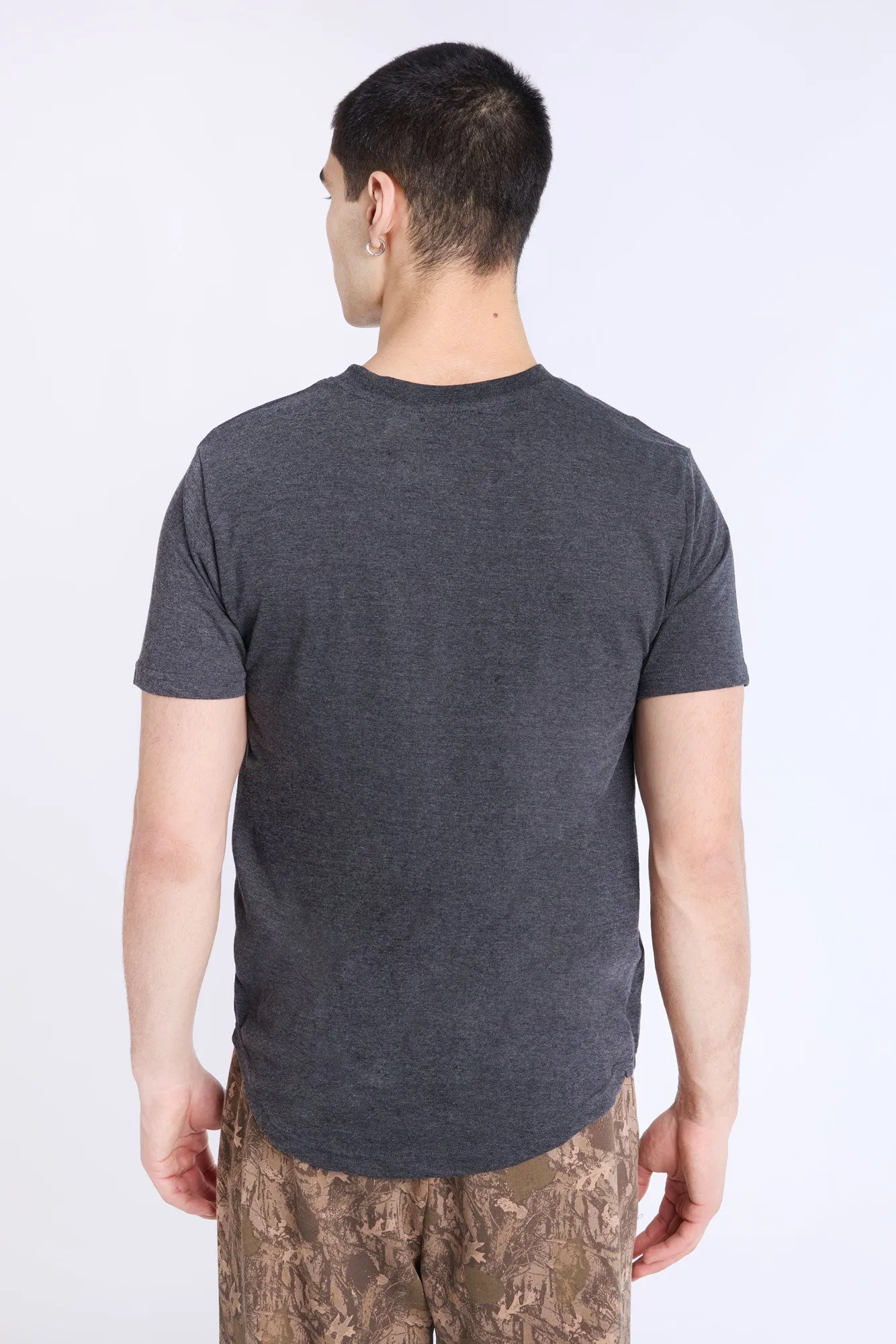 Basic Scoop Hem Crew Neck Tee