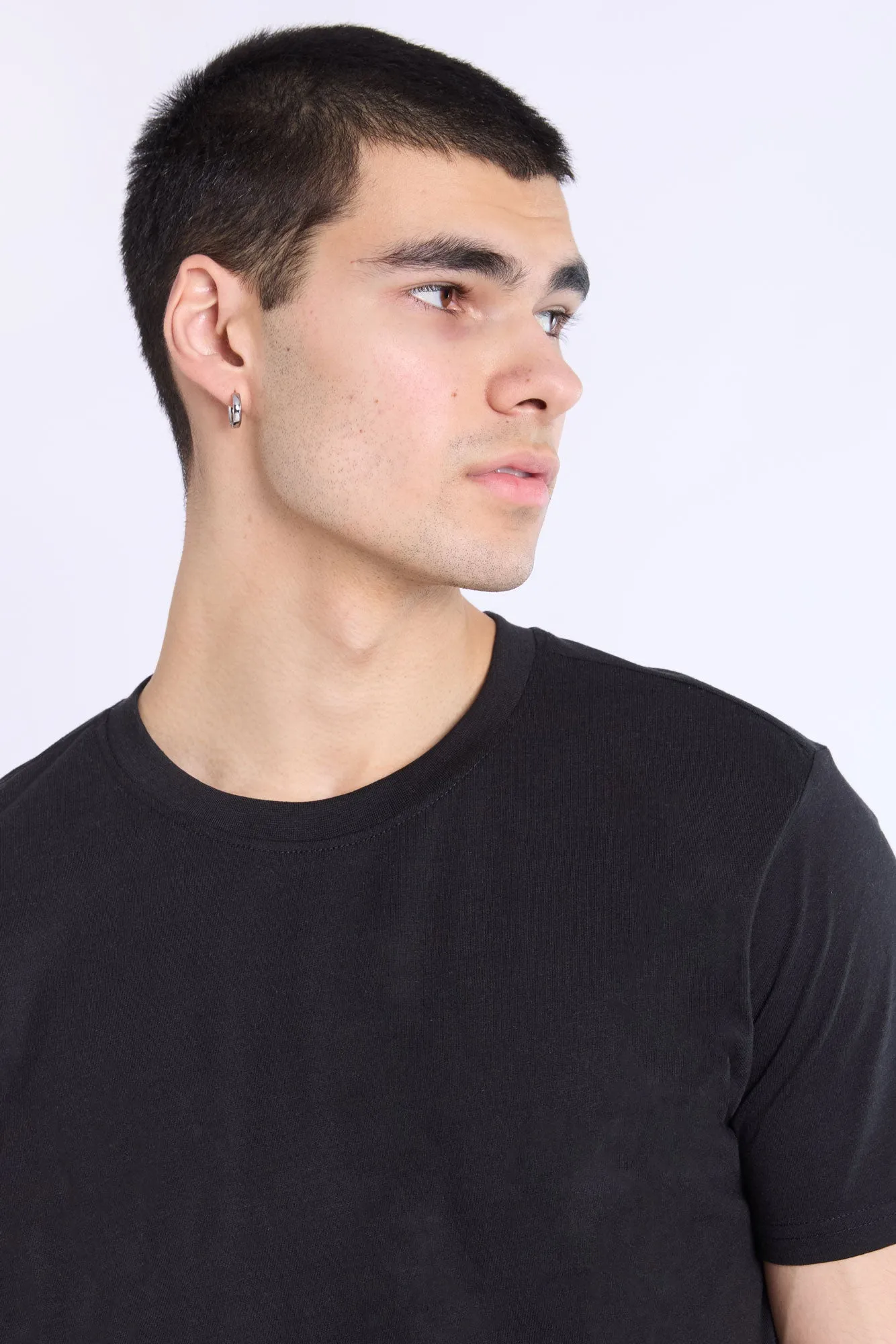 Basic Scoop Hem Crew Neck Tee