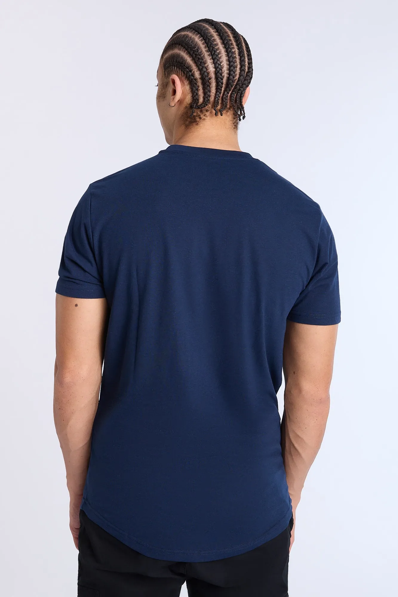 Basic Scoop Hem Crew Neck Tee