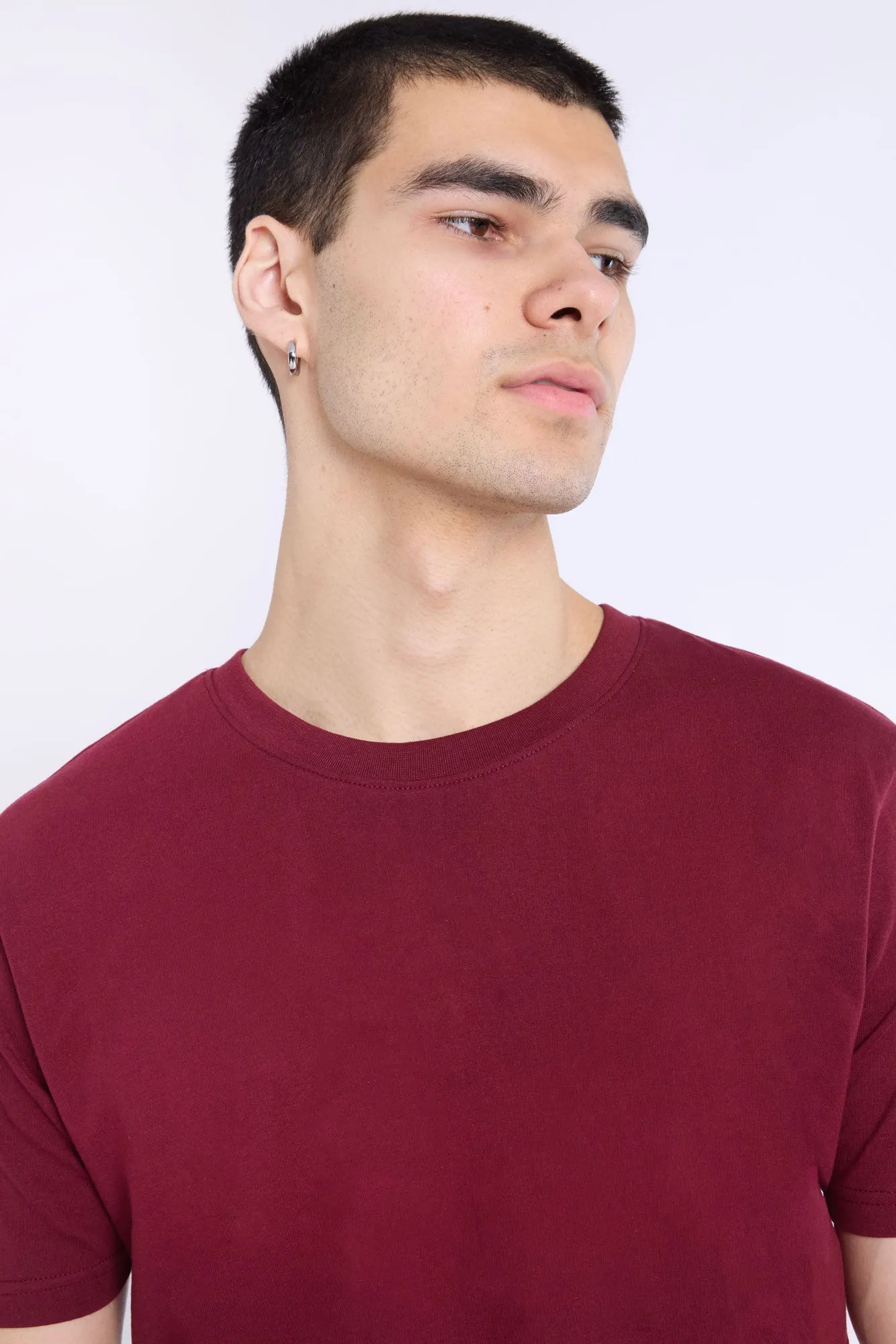 Basic Scoop Hem Crew Neck Tee