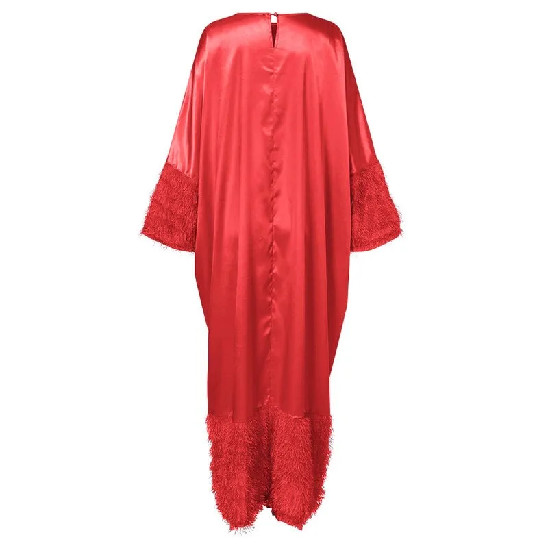 Bat Sleeve Women Satin Silk Dress Oversized