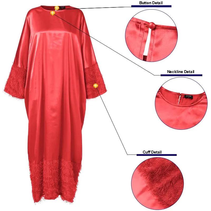 Bat Sleeve Women Satin Silk Dress Oversized