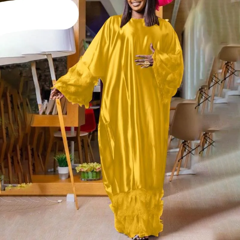 Bat Sleeve Women Satin Silk Dress Oversized