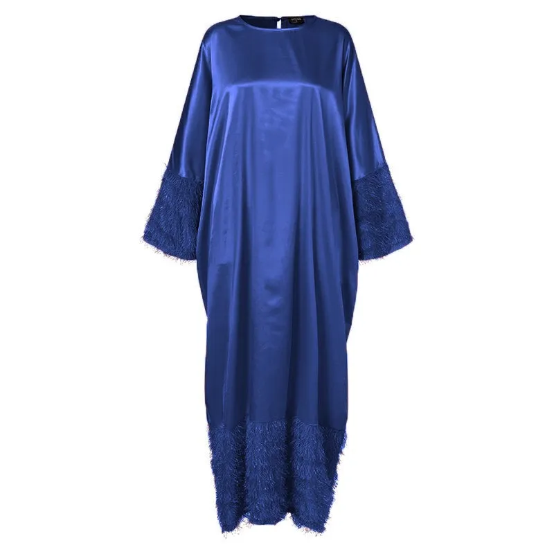 Bat Sleeve Women Satin Silk Dress Oversized