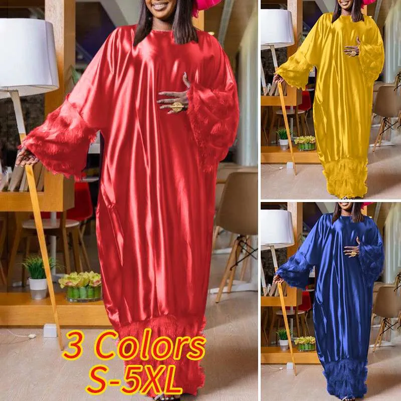 Bat Sleeve Women Satin Silk Dress Oversized