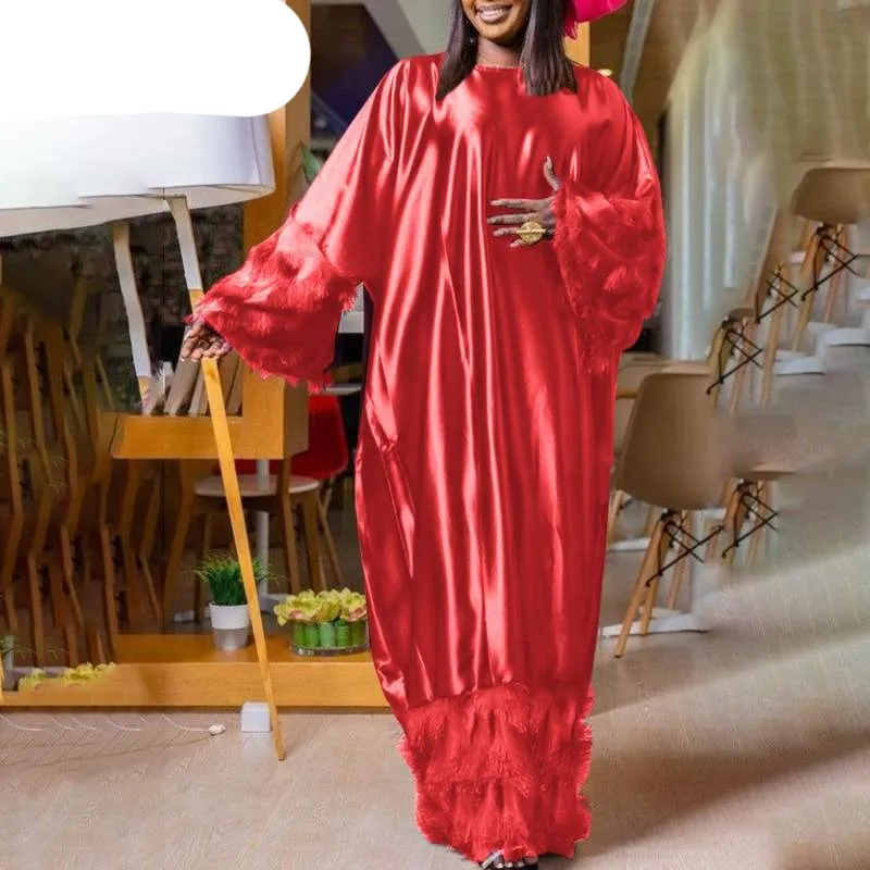 Bat Sleeve Women Satin Silk Dress Oversized