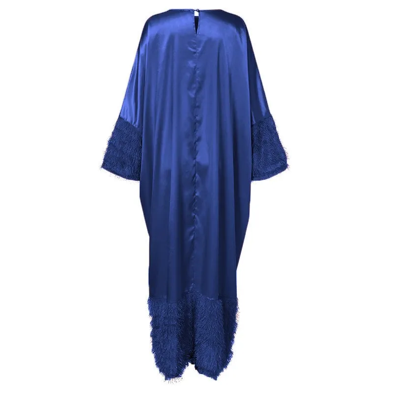 Bat Sleeve Women Satin Silk Dress Oversized