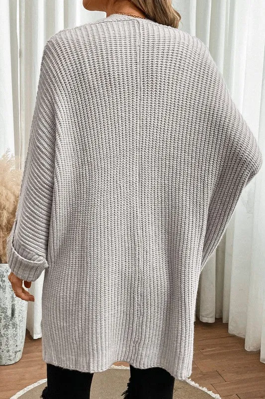 Batwing Sleeve Oversized Cable Knit Cardigan