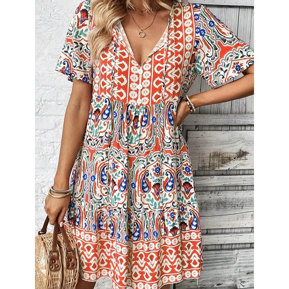 Boho V-Neck Vacation Dress