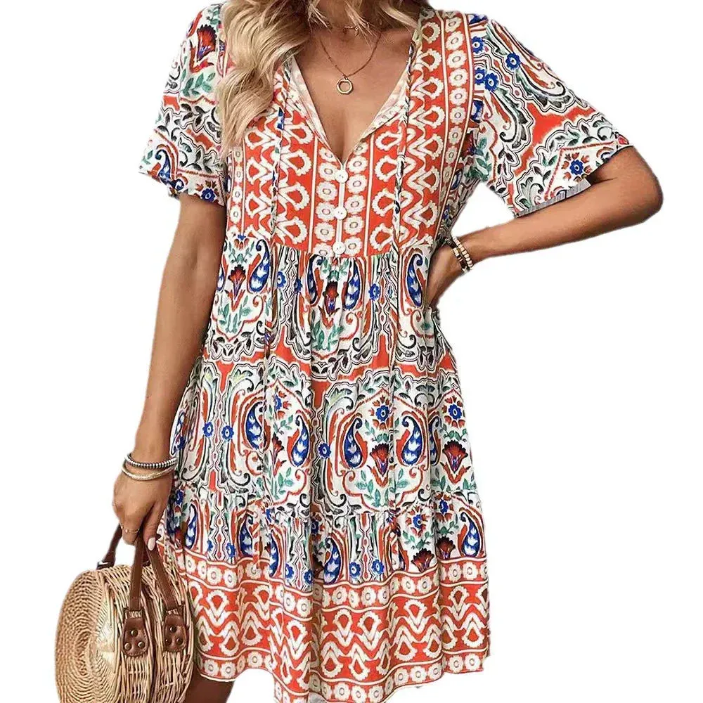 Boho V-Neck Vacation Dress