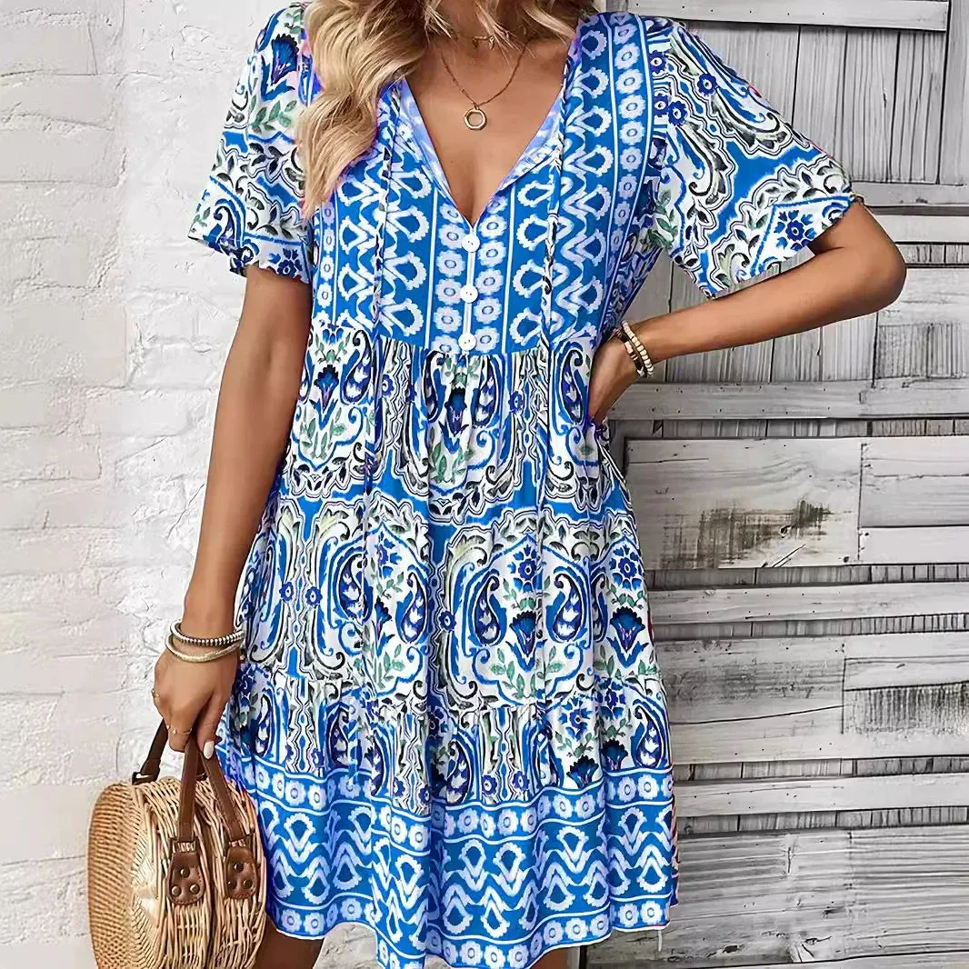 Boho V-Neck Vacation Dress
