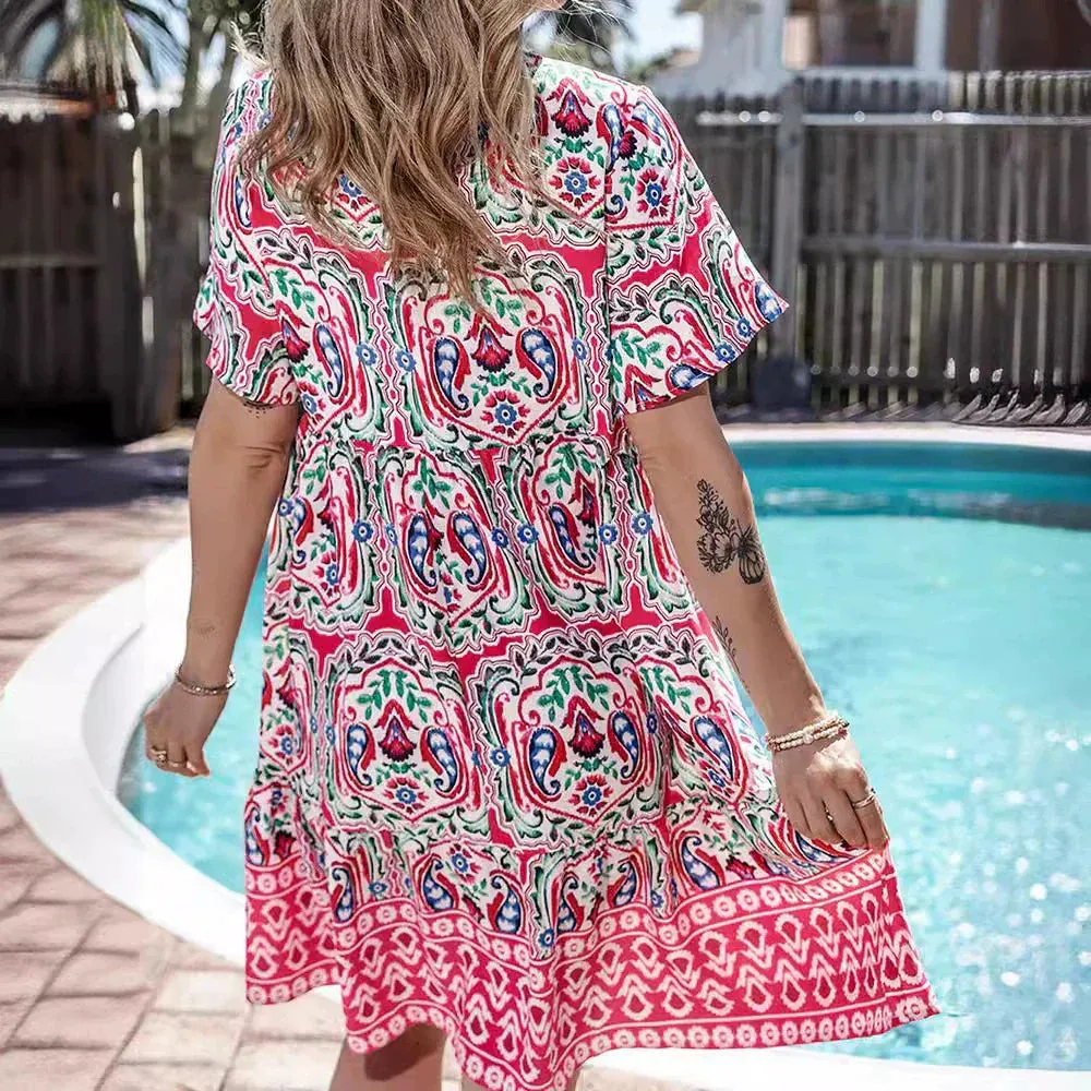 Boho V-Neck Vacation Dress