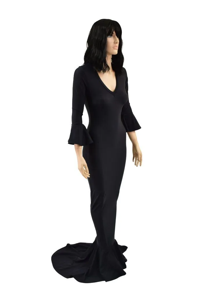 Cartoon Style Morticia Hobble Gown