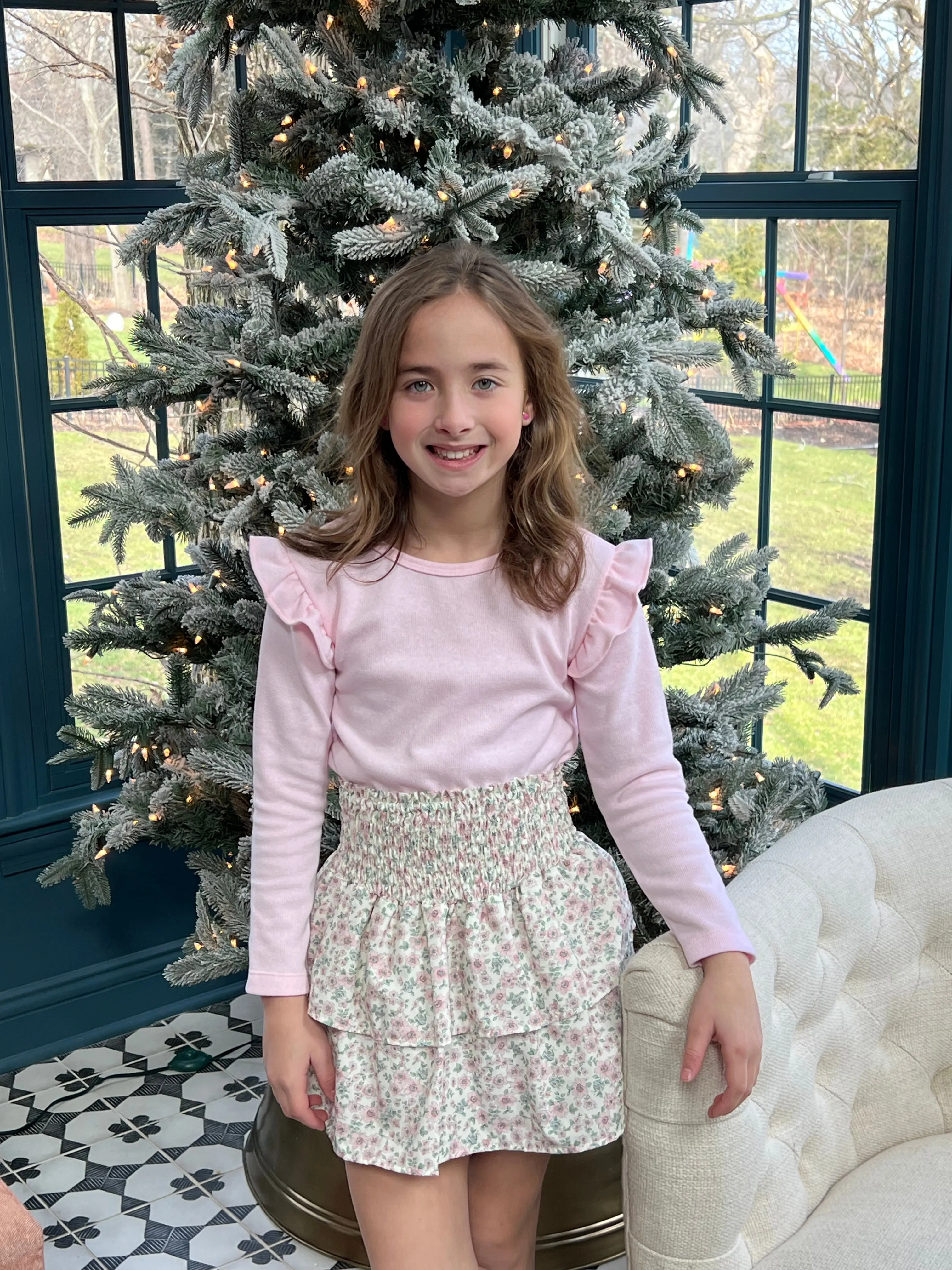 Cherry Blossom Floral Smocked Skirt