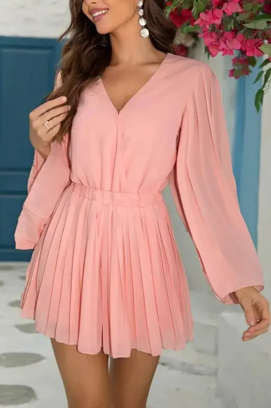 Chiffon V-Neck Romper Skirt