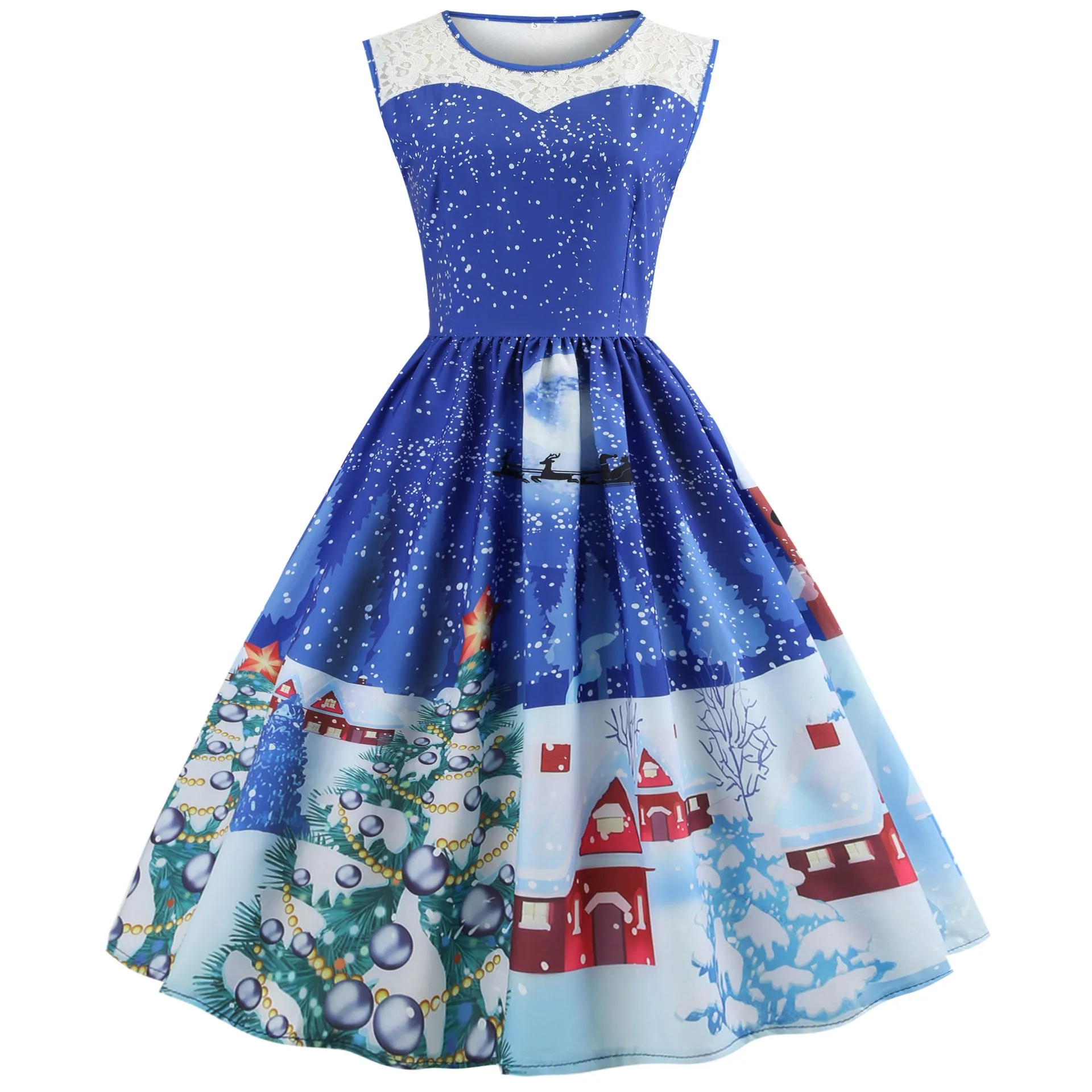 Christmas Printing Slim Dress