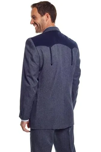 Circle S Mens Heather Navy Polyester Boise Sportcoat Western 52 LX
