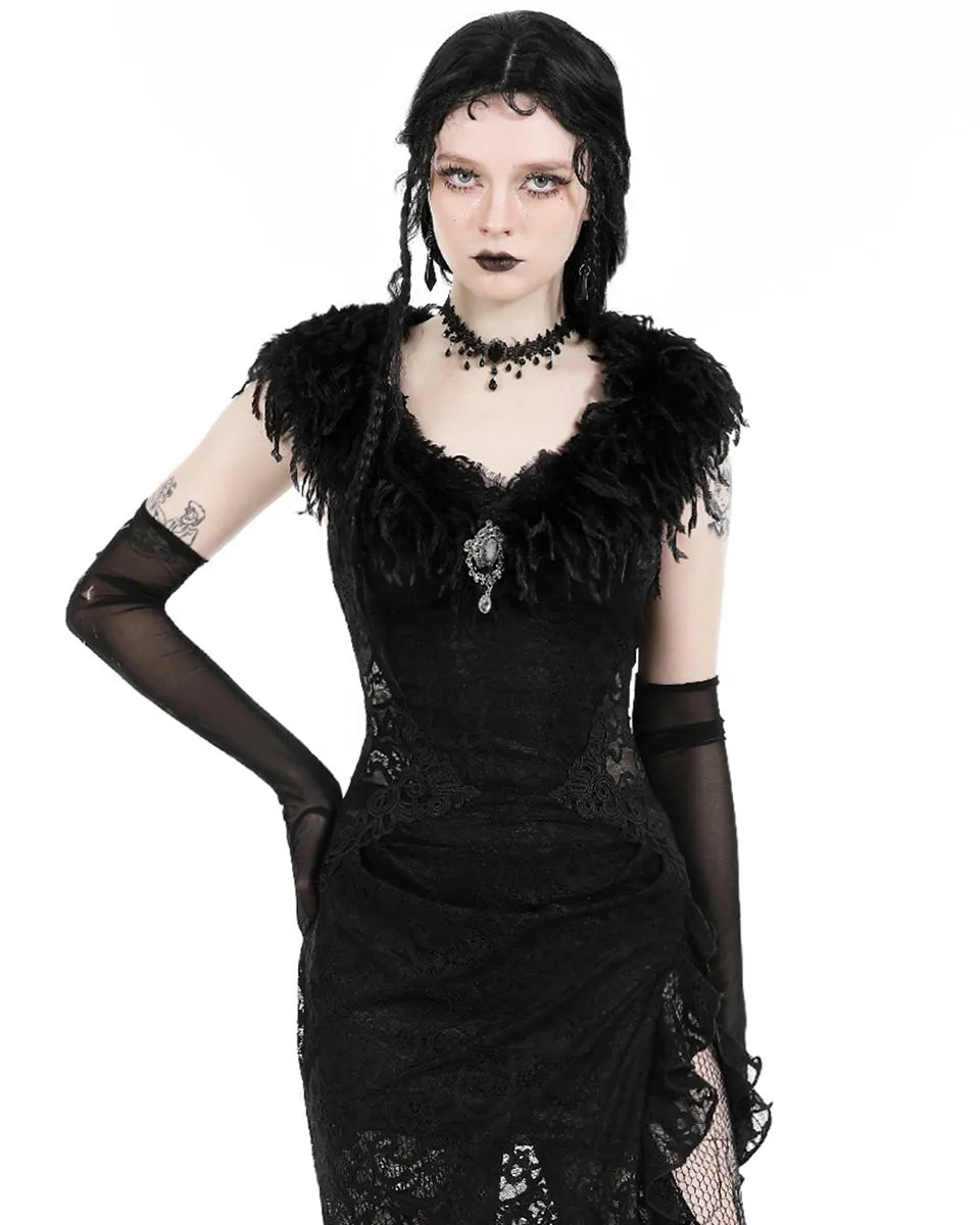 Dark In Love Dark Gothic Queen Faux Monster Fur Shawl