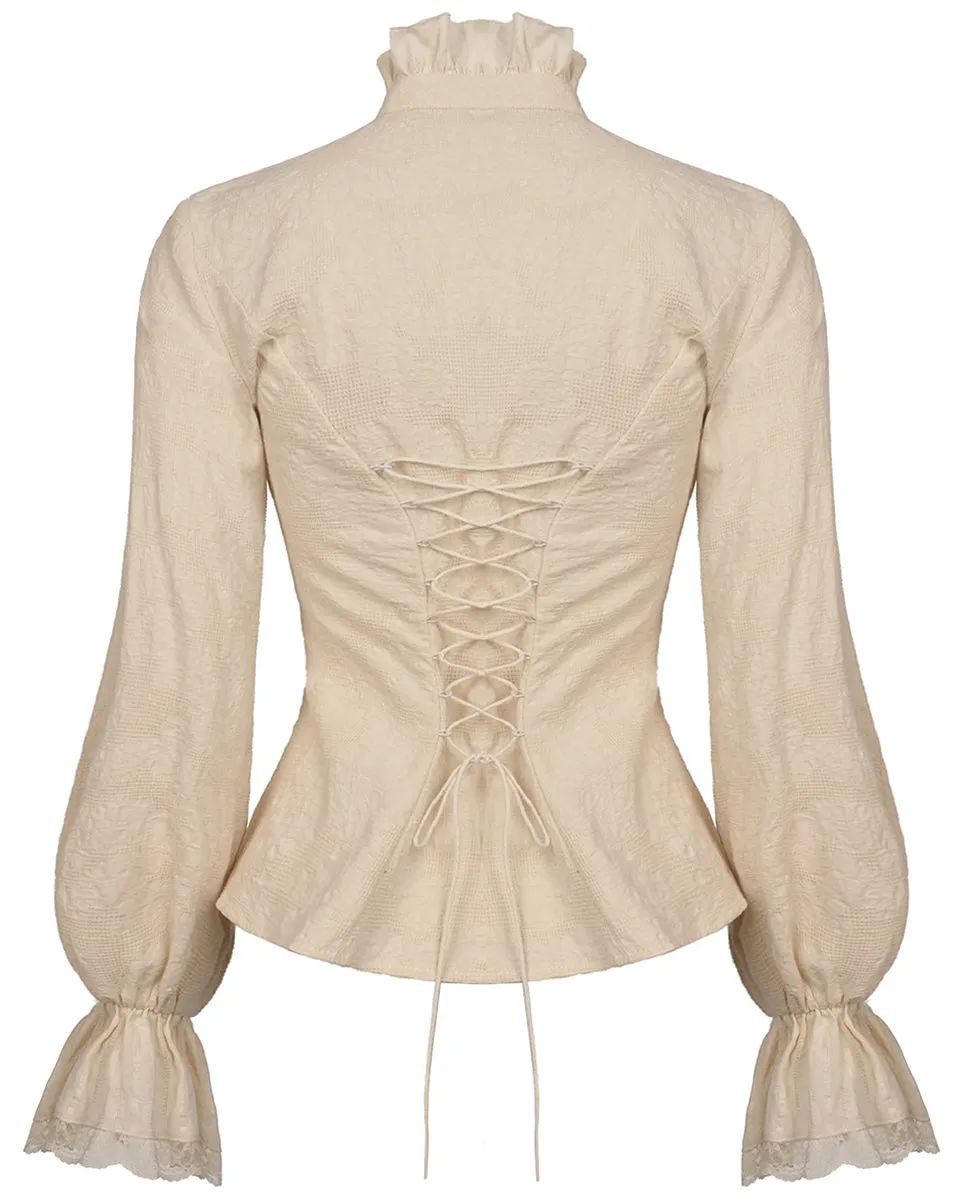 Dark In Love Wildwinde Steampunk Blouse Top - Vintage Off-White