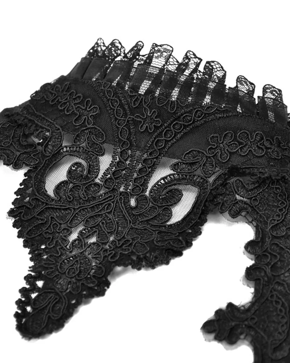 Dark In Love Womens Gothic Aristocrat Jacquard & Lace Applique Bolero Shrug
