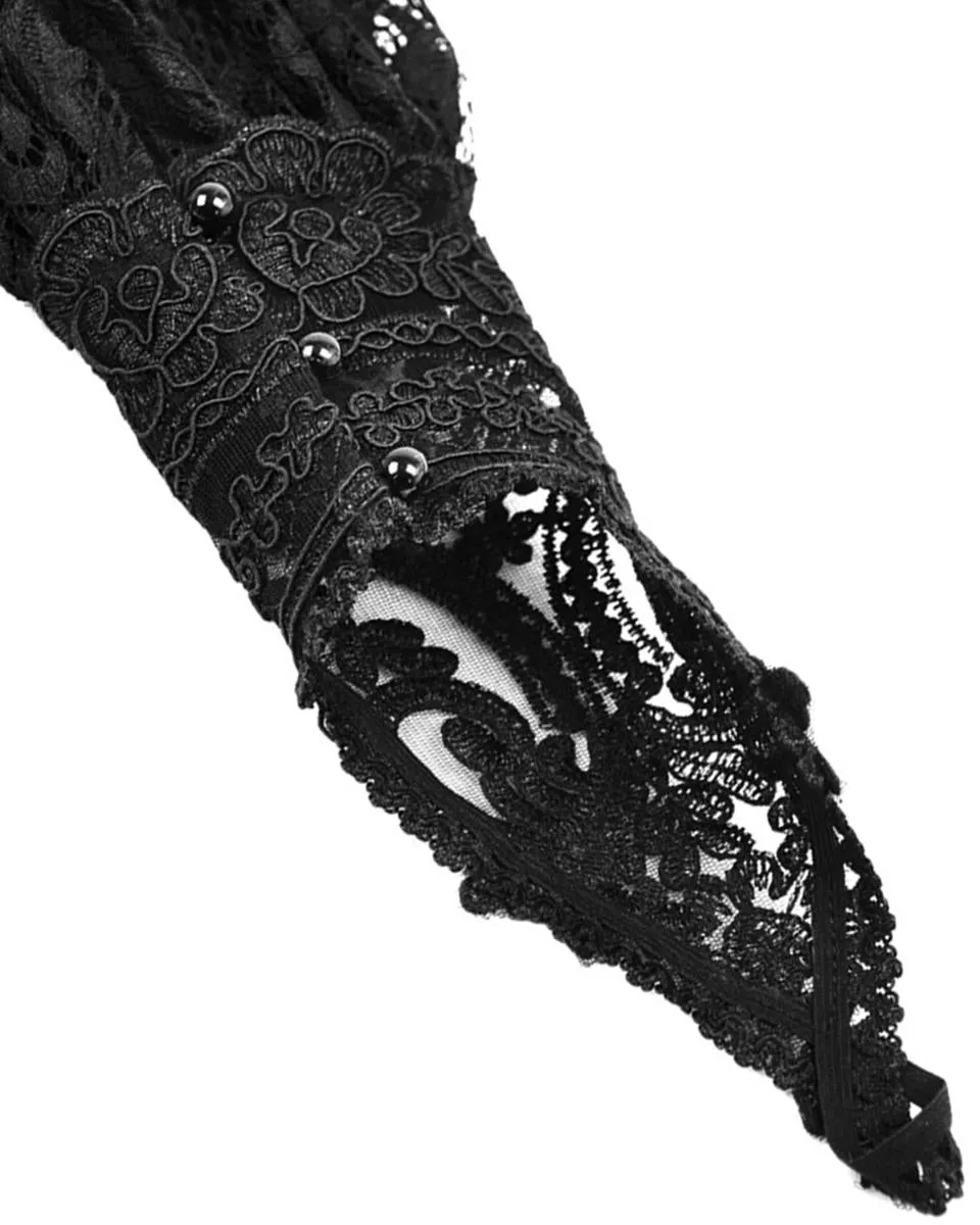 Dark In Love Womens Gothic Aristocrat Jacquard & Lace Applique Bolero Shrug