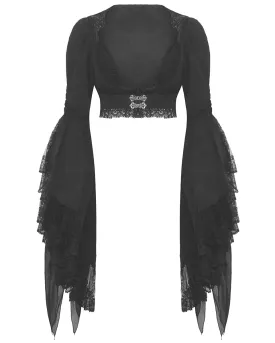 Dark In Love Womens Gothic Regency Jacquard Cropped Bolero Shrug