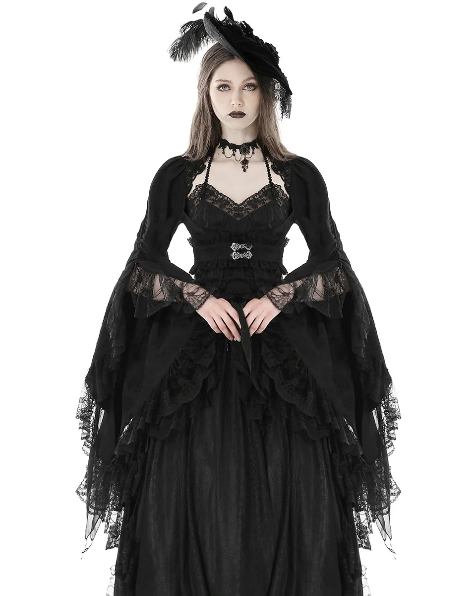 Dark In Love Womens Gothic Regency Jacquard Cropped Bolero Shrug