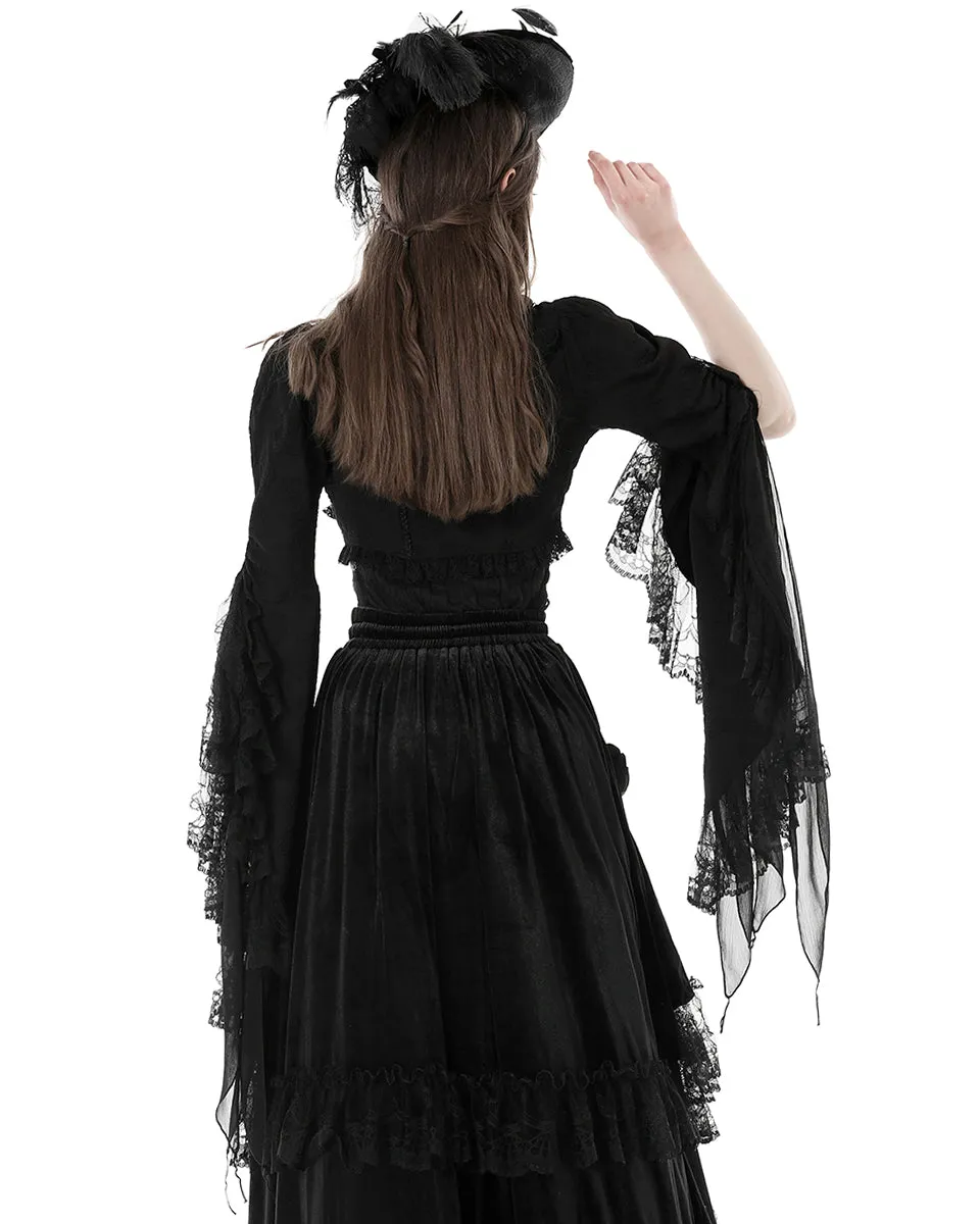 Dark In Love Womens Gothic Regency Jacquard Cropped Bolero Shrug