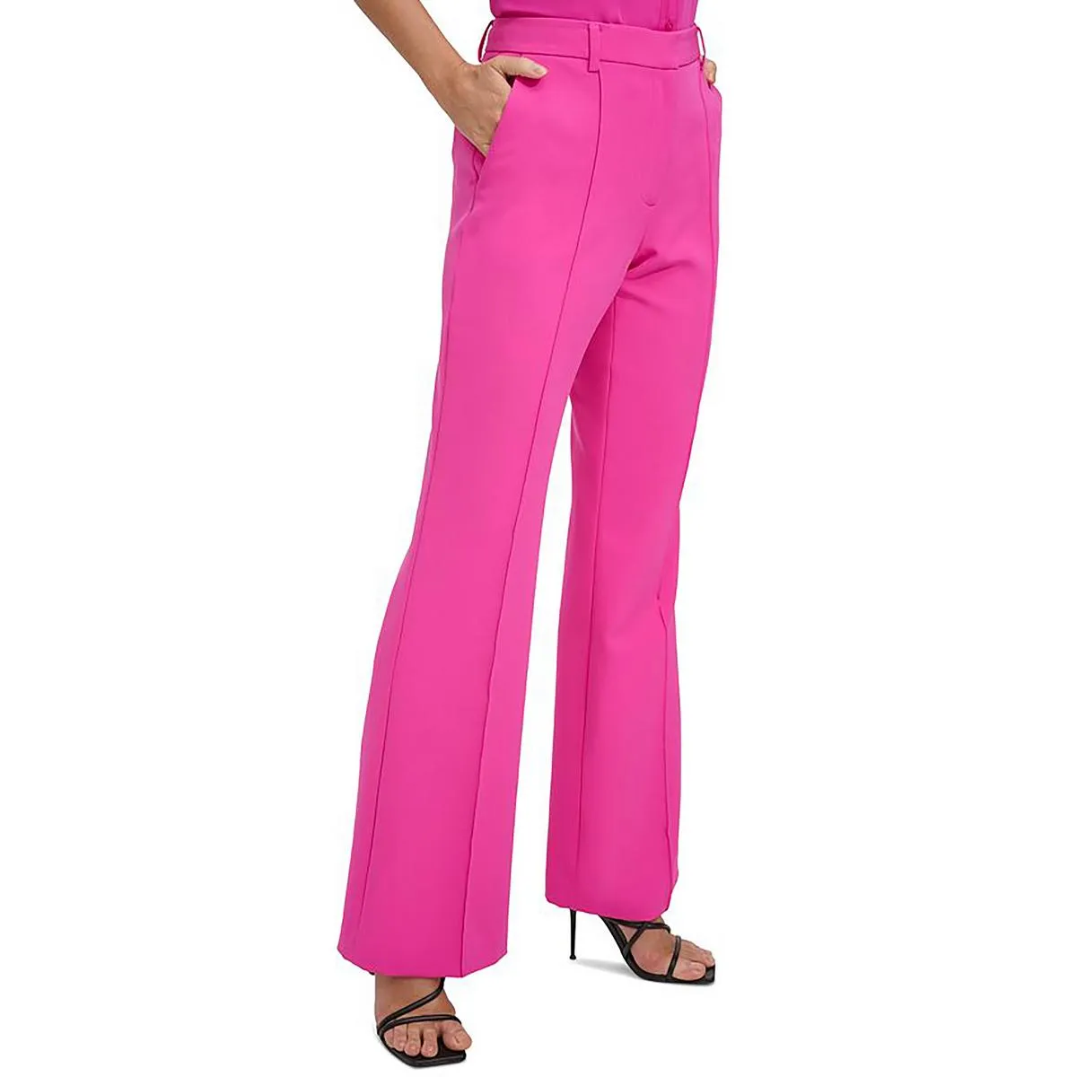 DKNY Womens Pintuck High Rise Bootcut Pants